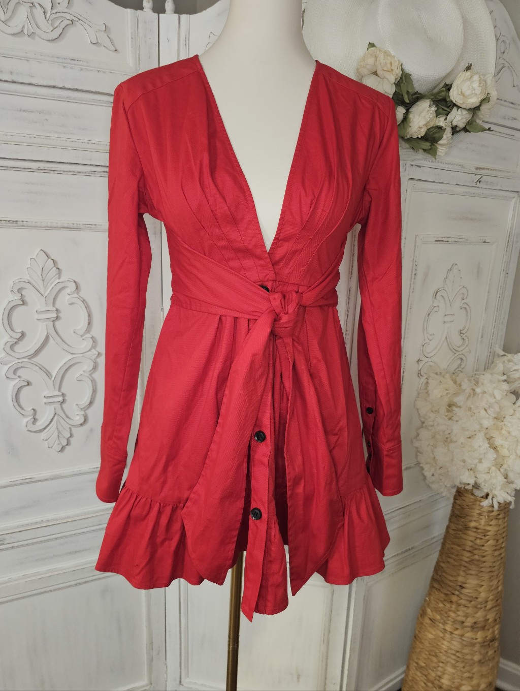 Marissa Webb Janelle Rouge Lightweight Canvas Shirt Flouncy Dress
